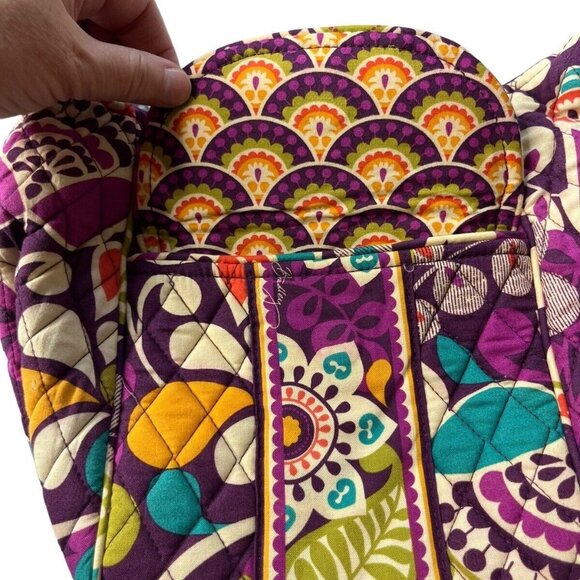 Vera Bradley Crossbody Purse Bag Carryall Plum Crazy Zipper Front Pocket - Picture 6 of 11